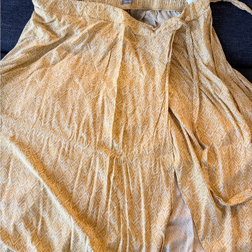 Maurices Mustard Patterned Skirt